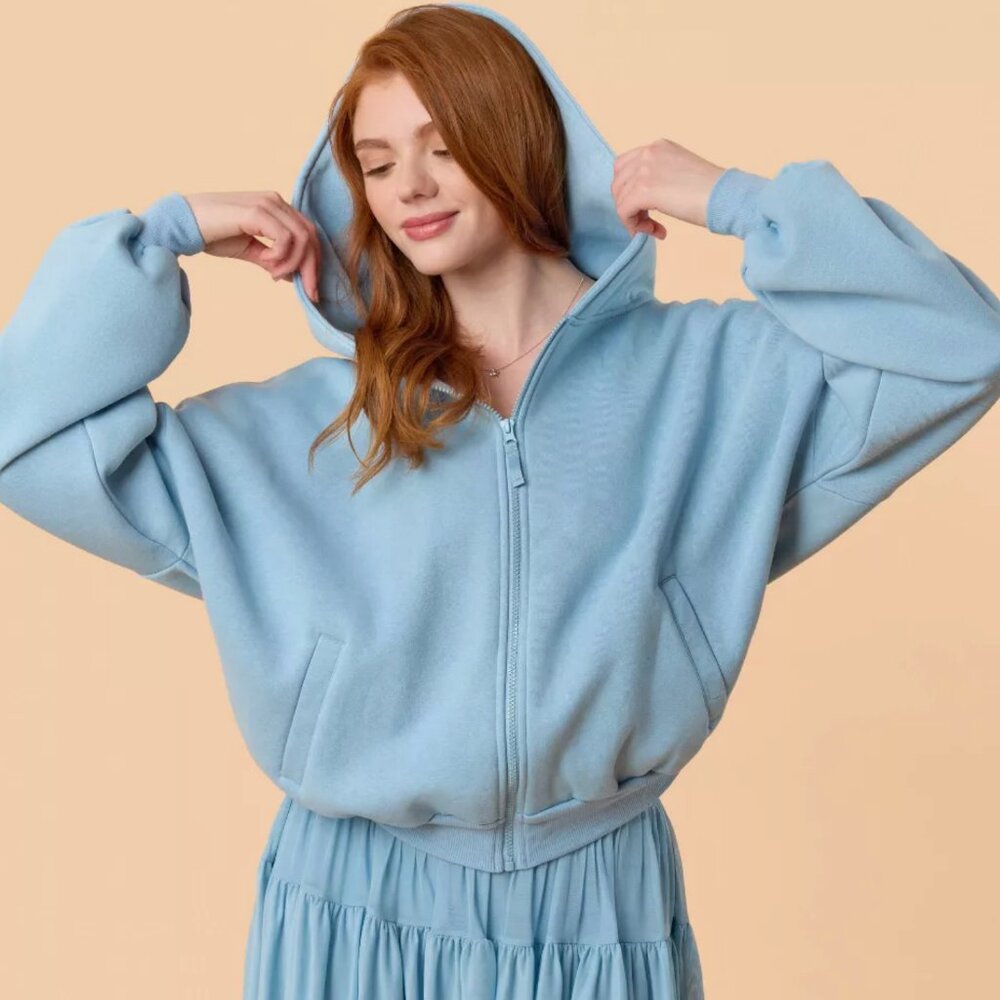 NWT Blogilates Marshmallow Full Zip Hoodie - Blue - Picture 3 of 6